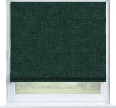 Римская штора «Кортин», рогожка димаут тёмно-зелёный, на створку