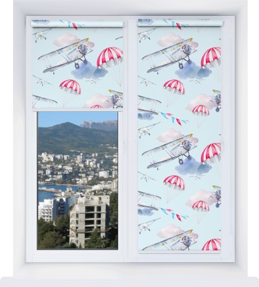 Рулонная штора Мини с принтом Самолет