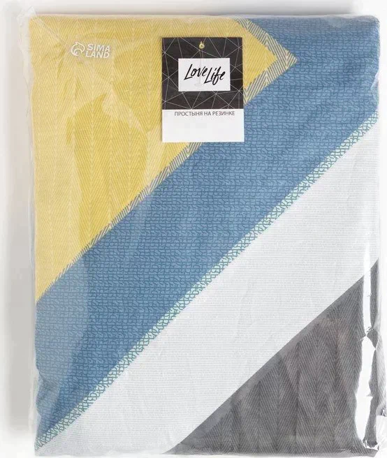 Простыня на резинке LoveLife 180*200*25см, "Геометрия", 100% хлопок, сатин, 125г/м²