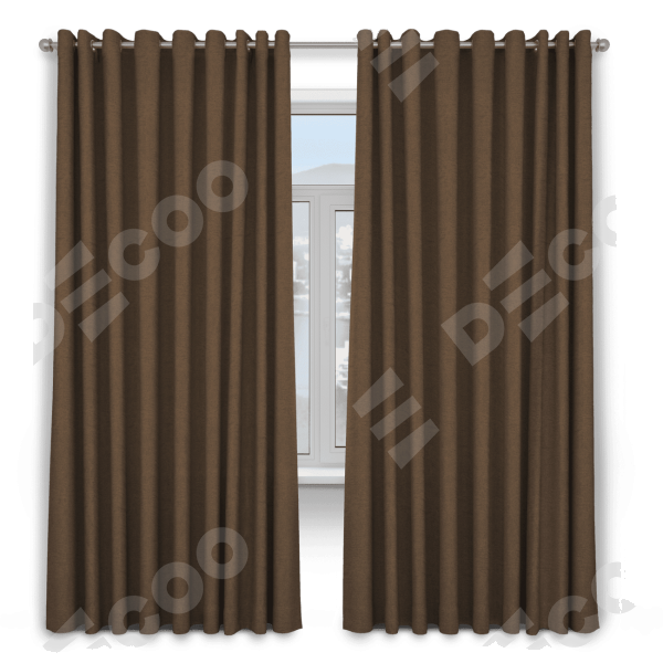 Шторы ткань лён димаут, тёмно-коричневый