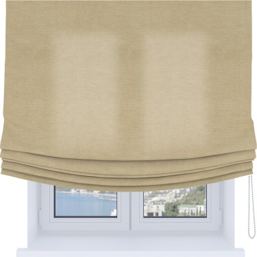 Римская штора Soft с мягкими складками, ткань вельвет бежевый