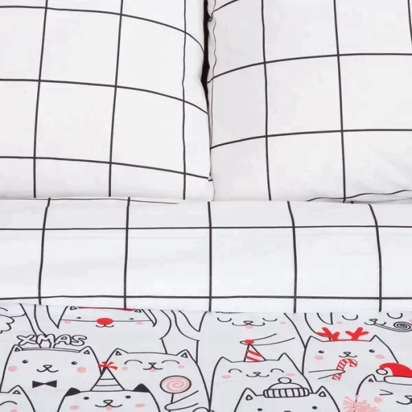 Постельное белье Этель Дуэт Xmas cat 143*215 см - 2 шт, 240*220 см, 70*70 см - 2 шт