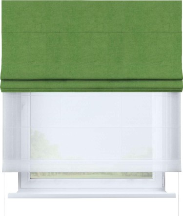 Римская штора «Кортин» день-ночь, ткань вельвет салатовый