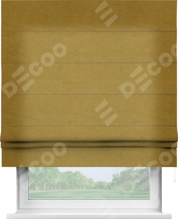Римская штора «Кортин» для проема, ткань вельвет светло-коричневый