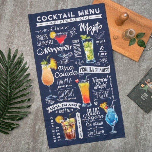 Полотенце "Этель" Cocktail menu 40х73 см, 100% хл, саржа 190 гр/м2