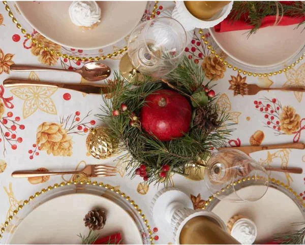 Скатерть "Этель" Golden Christmas 149х250см c ГМВО, 100%хл, 190 г/м2