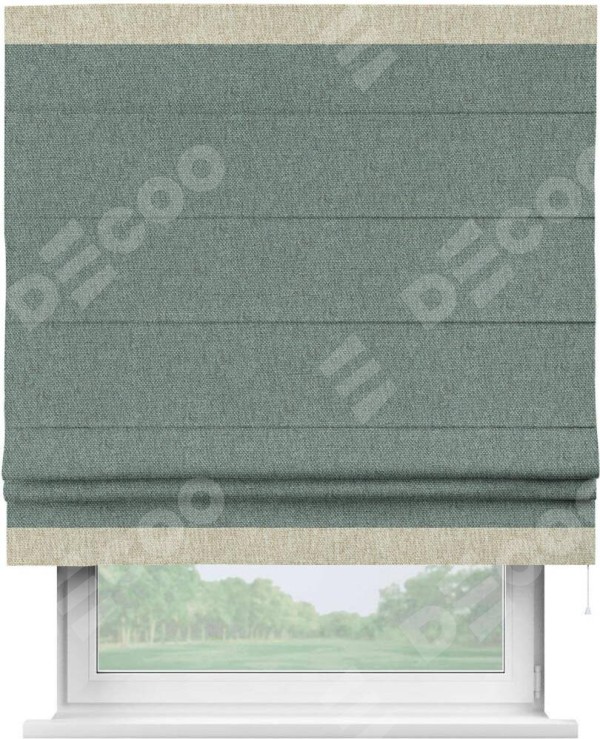 Римская штора «Кортин» с кантом Горизонт, для проема, ткань стиф димаут серо-голубой