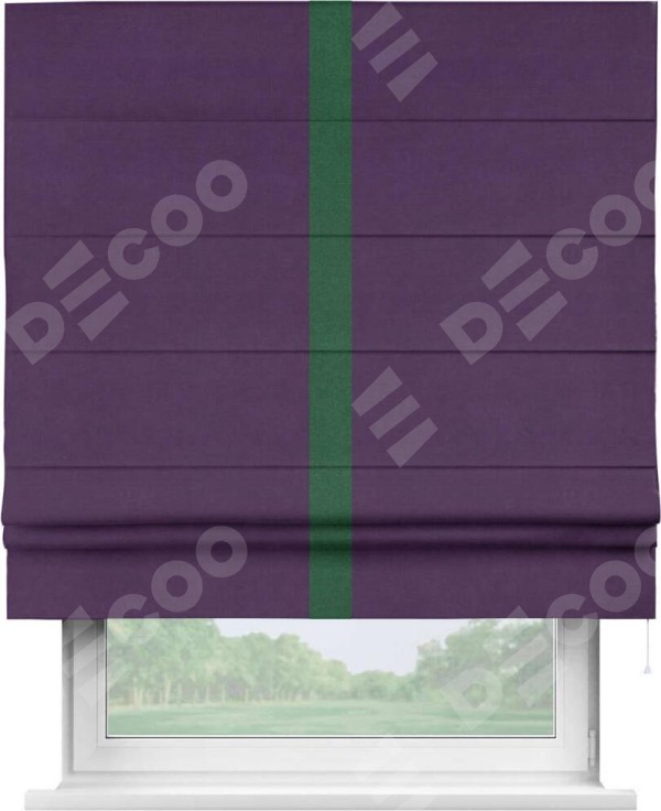 Римская штора «Кортин» с кантом Хайвэй, для проема, ткань вельвет темно-фиолетовый