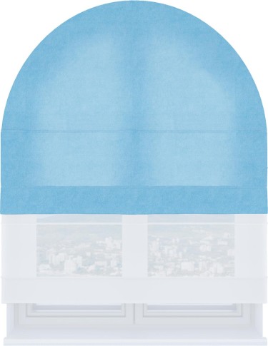 Римская штора «Кортин» день-ночь для арочного проёма, ткань вельвет голубой