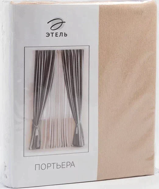 Штора портьерная "Этель" ширина 135 см, высота 260 см, цвет светло-бежевый, матовая