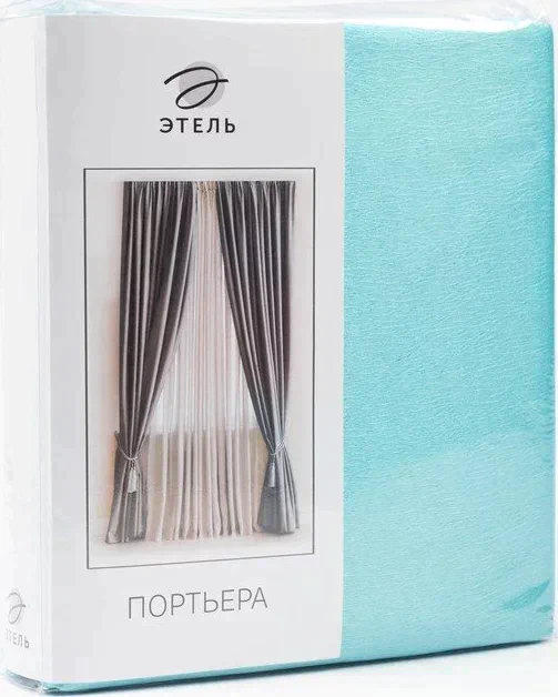 Штора портьерная "Этель" ширина 135 см, высота 250 см, цвет бирюзовый, глянцевая