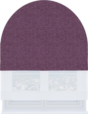 Римская штора «Кортин» день-ночь для арочного проёма, ткань лён димаут брусника