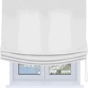 Римская штора Soft с мягкими складками, ткань лён белый