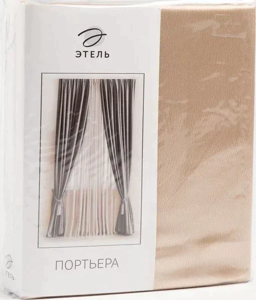 Штора портьерная "Этель" ширина 135 см, высота 250 см, цвет светло-бежевый, глянцевая
