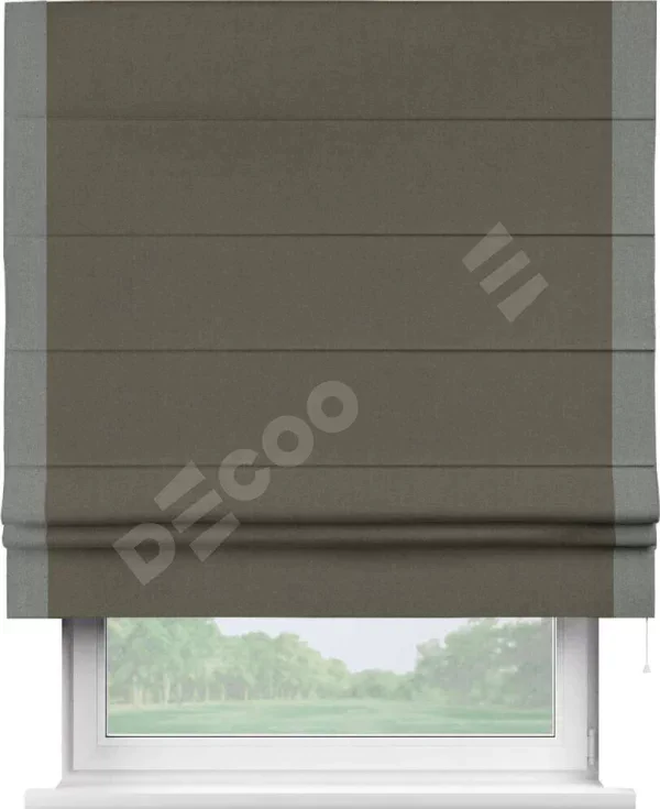 Римская штора «Кортин» с кантом Стрим Дуо, для проема, лён блэкаут коричневый