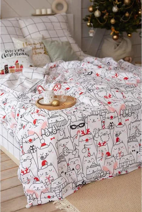 Постельное белье Этель Дуэт Xmas cat 143*215 см - 2 шт, 240*220 см, 70*70 см - 2 шт