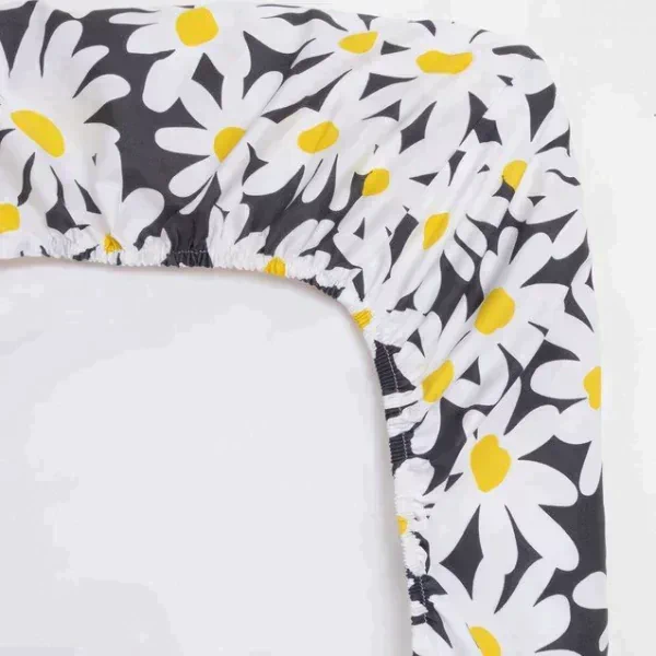 Простыня на резинке LoveLife 180*200*25см, "Ромашки", 100% хлопок, сатин, 125г/м²