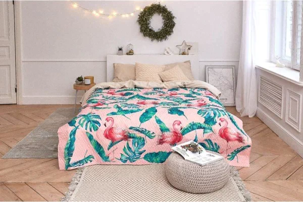 Покрывало "Этель" 2 сп Tropical flamingo, 175*210±2 см, микрофибра
