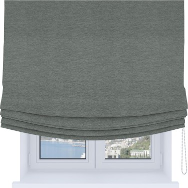 Римская штора Soft с мягкими складками, ткань твид блэкаут серый