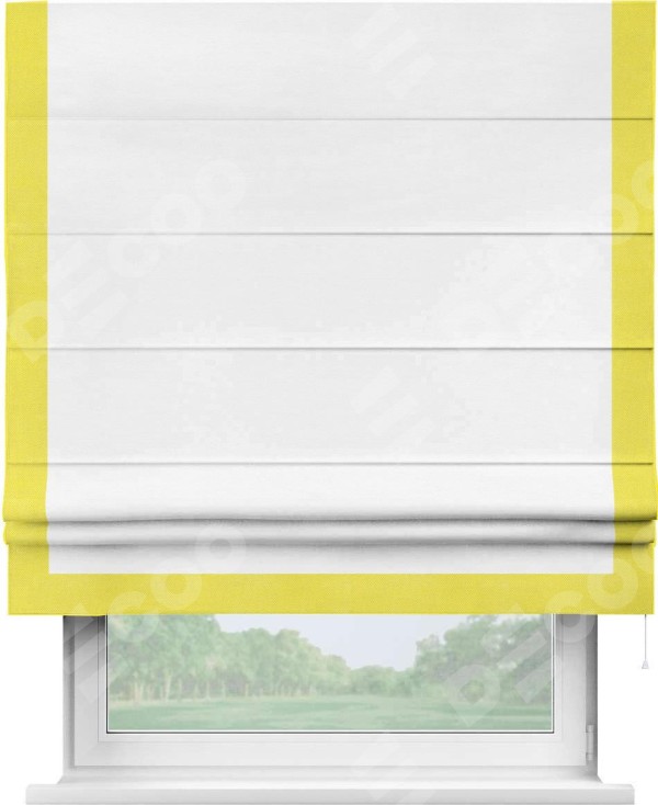 Римская штора «Кортин» с кантом Виктория, для проема, ткань вельвет дымчато-белый