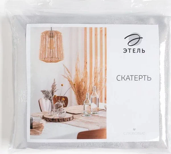 Скатерть Этель "Ветвь" цв.серебро, 142*110 +/-3 см, 115 ±10 гр,100% п/э
