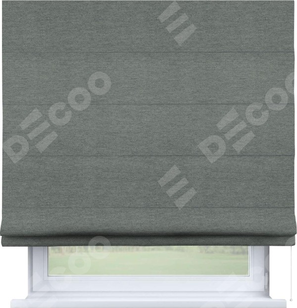 Римская штора «Кортин» для проема, ткань твид блэкаут, серый