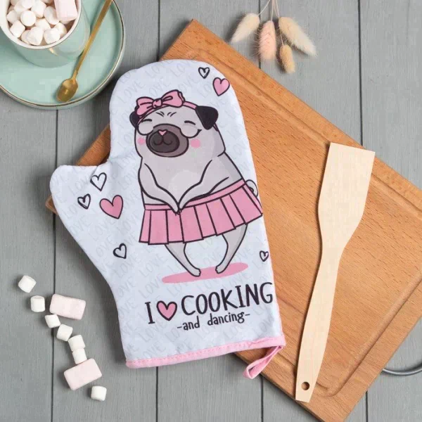 Кухонный набор Cook with love,варежка-прихватка 20х28см, лопатка деревянная