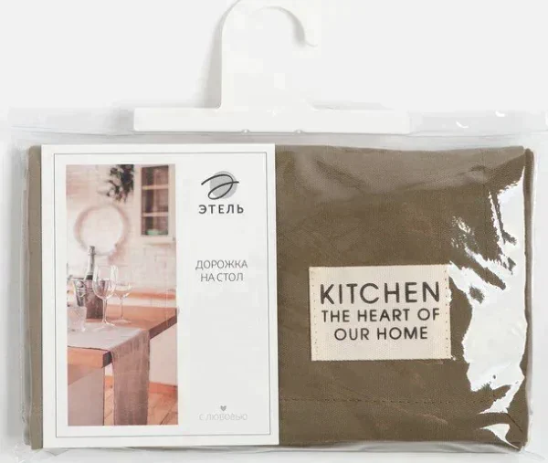 Дорожка на стол Этель Kitchen 40х150 см, цв. зелёный, 100% хл, саржа 220 г/м2