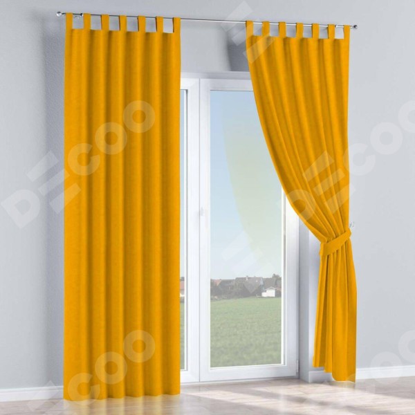 Комплект штор на петлях вельвет желтый