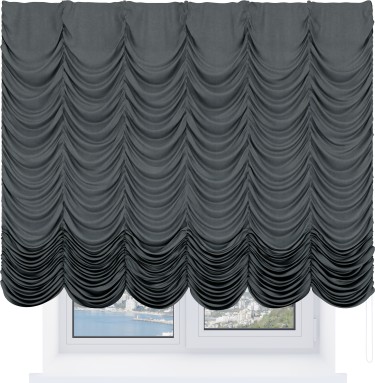 Французская штора «Кортин», вельвет тёмно-серый