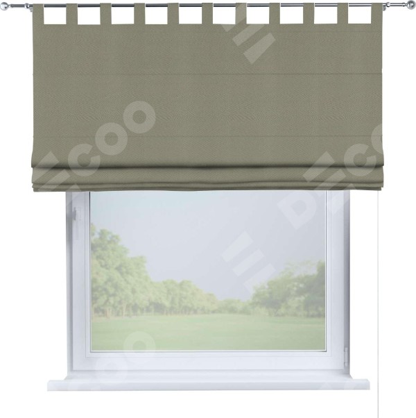 Римская штора на петлях «Кортин», ткань блэкаут однотонный, серо-зелёный