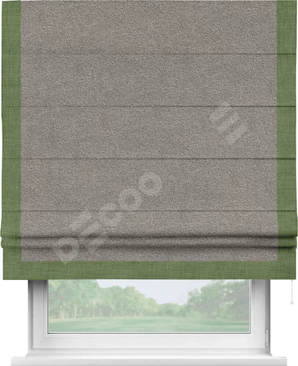 Римская штора «Кортин» для проёма, лён меланж натуральный, с кантом Виктория