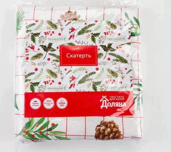 Скатерть "Доляна" New Year 146х180см, 100%хл, рогожка 164 г/м2