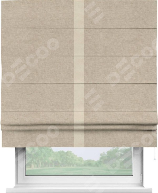 Римская штора «Кортин» с кантом Хайвэй, для проема, ткань лён кашемир бежевый