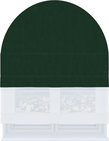 Римская штора «Кортин», блэкаут однотонный зелёный, день-ночь для арочного проёма