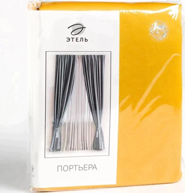 Штора портьерная Этель "Штрихи"цв.желтый,на шторн.ленте 145*265 см,100% п/э