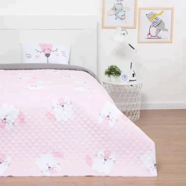 Покрывало детское и наволочка Этель 1,5 сп "Cute cats", 145х210 ±5 см, 40х60 см, микрофибра