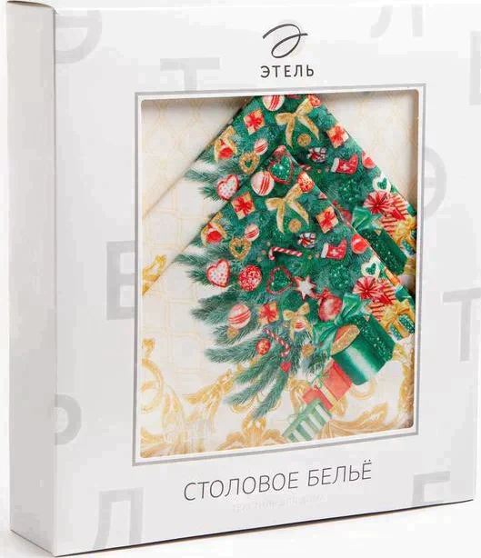 Скатерть  Этель "Golden Christmas" скатерть 150*220 +/-3см с ГМВО, 100%хл, 190г/м2