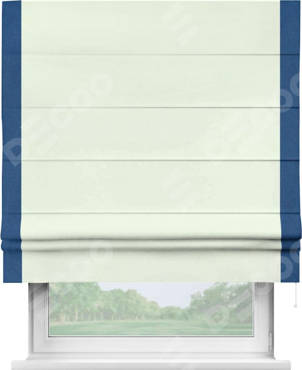 Римская штора «Кортин» с кантом Стрим Дуо, для проема, ткань вельвет кремовый