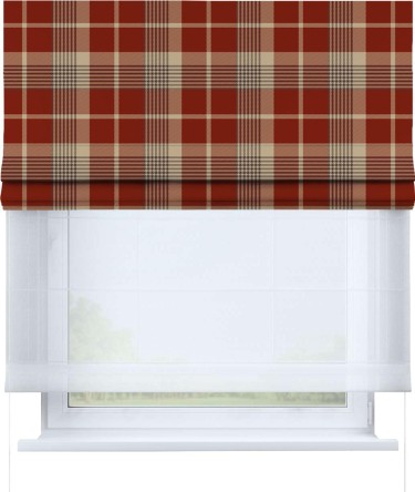 Римская штора «Кортин» день-ночь «Бежево-бордовая клетка»