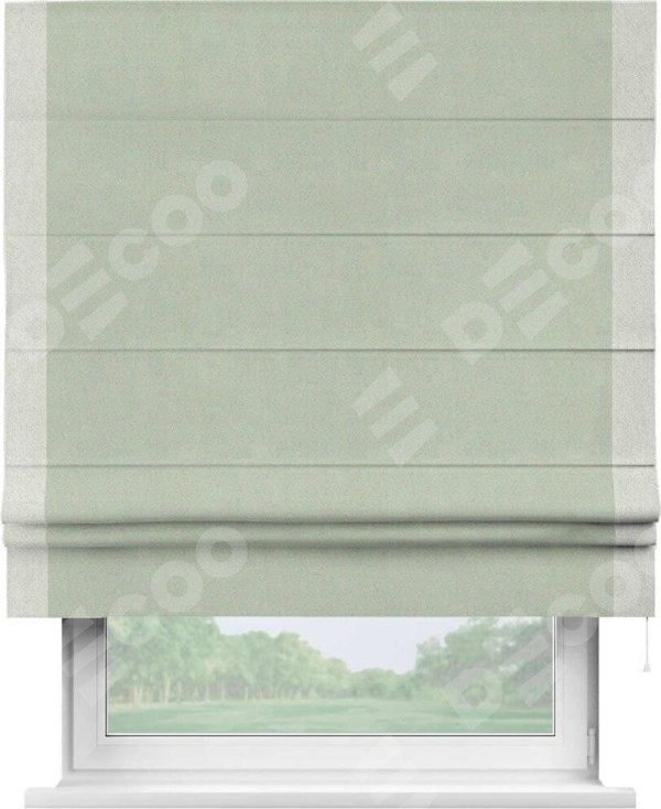 Римская штора «Кортин» с кантом Стрим Дуо, для проема, ткань блэкаут однотонный светло-серый