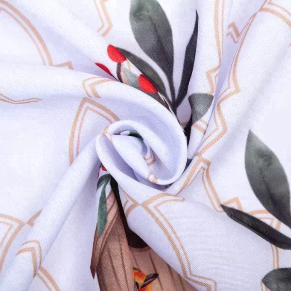 Новогодний комплект штор для кухни с подхватами "Beautiful birds" 145х180см-2 шт., габардин