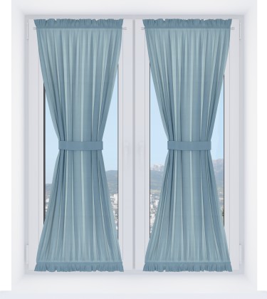 Штора песочные часы «Кортин» блэкаут однотонный серо-голубой