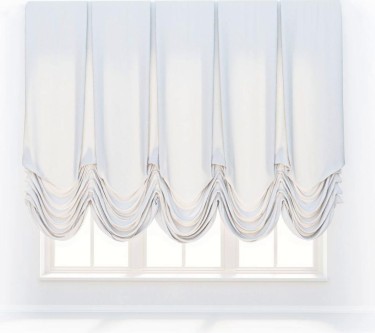 Австрийская штора «Кортин», ткань вельвет белый