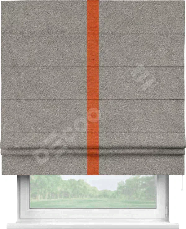 Римская штора «Кортин» для проёма, лён меланж натуральный, с кантом Хайвэй