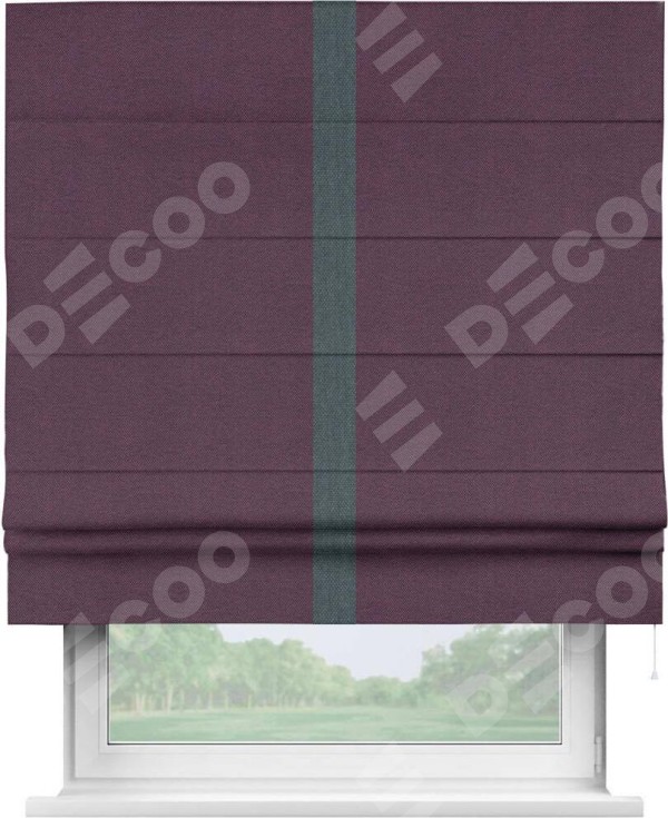 Римская штора «Кортин» с кантом Хайвэй, для проема, ткань лён димаут, фиолетовый