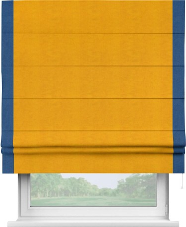 Римская штора «Кортин» с кантом Стрим Дуо, для проема, ткань вельвет желтый