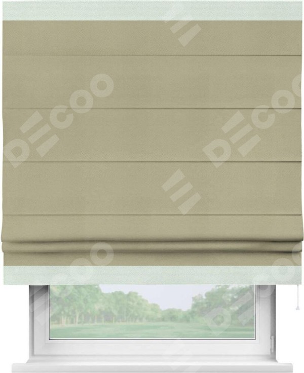 Римская штора «Кортин» с кантом Горизонт, для проема, ткань блэкаут однотонный милано капучино