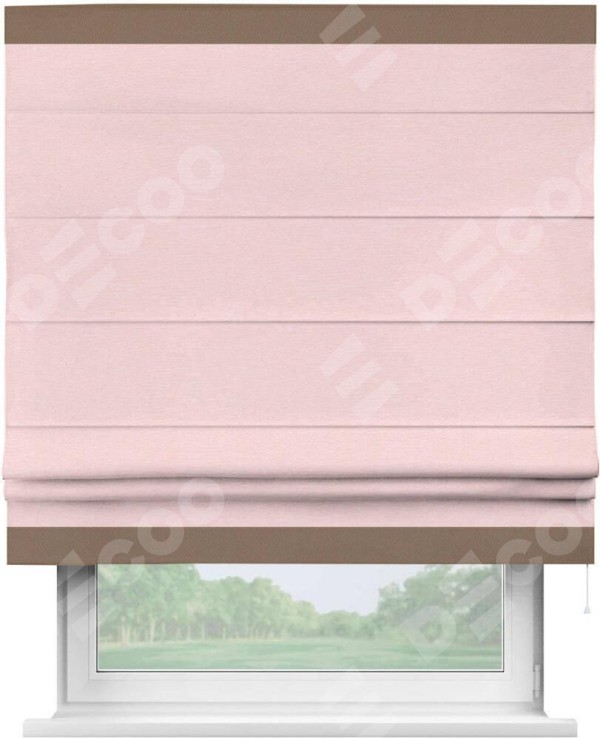 Римская штора «Кортин» с кантом Горизонт, для проема, ткань блэкаут однотонный розовый