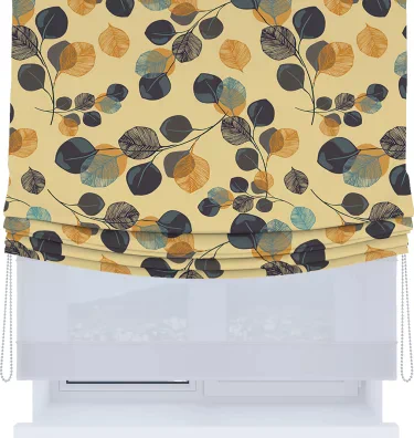 Римская штора «Кортин», день-ночь с мягкими складками, «Листья в янтаре»